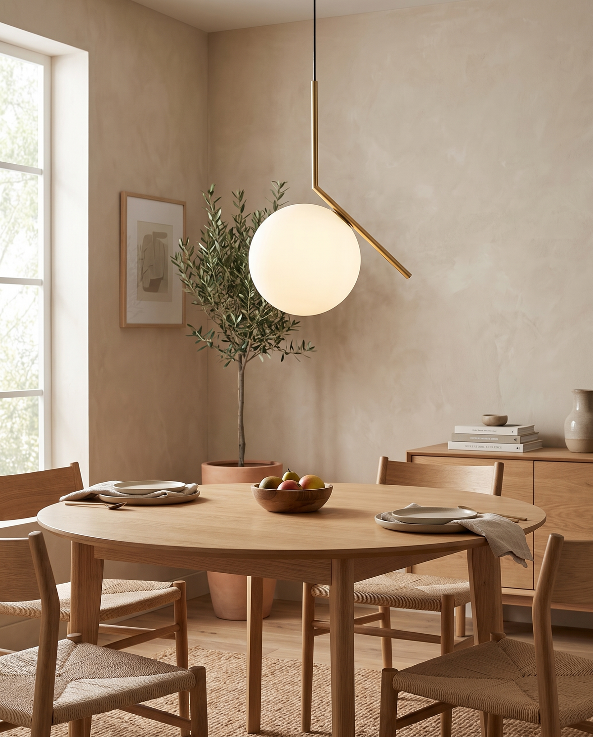 Tangelle Globe Pendant Light in a dining room in soft daylight