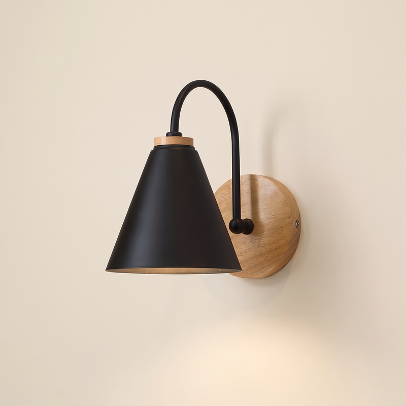 Hesselle Wood Plate Cone Wall Light