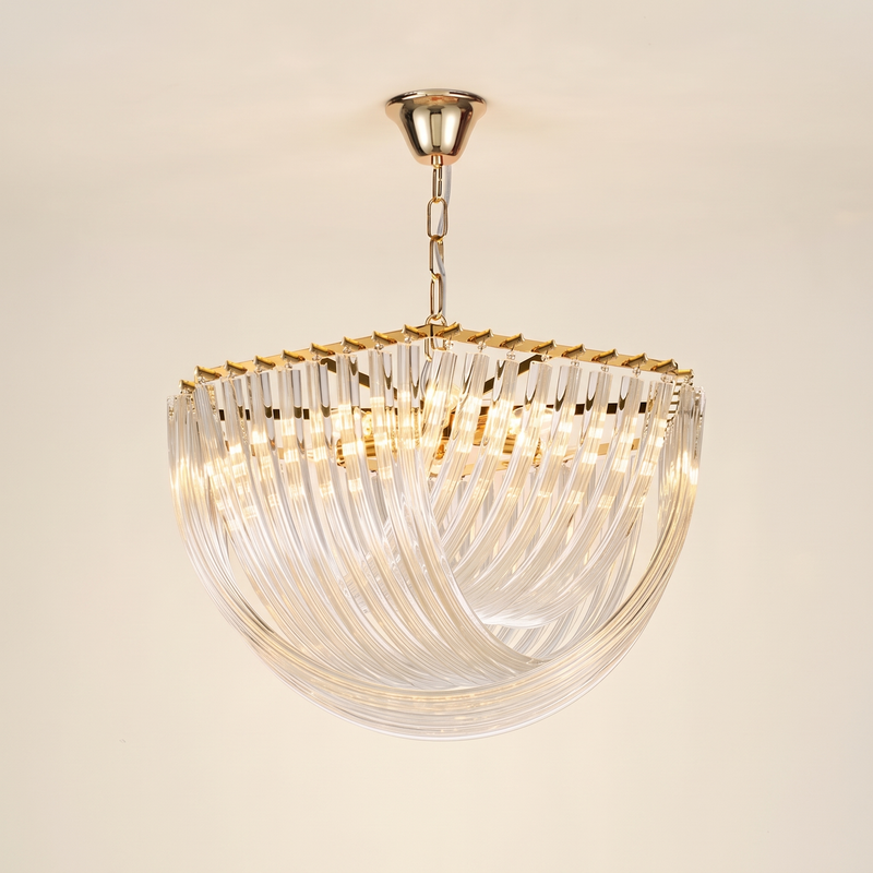 Vortelle Curved Glass Rod Chandelier