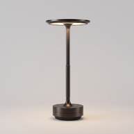 USB Dimmable Dish LED Table Lamp in Black, single lamp on a neutral background.