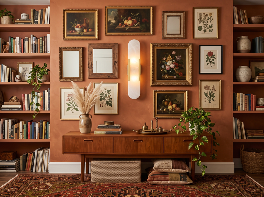 Celestine Alabaster Oblong Wall Sconce &mdash; Cozy Maximalism