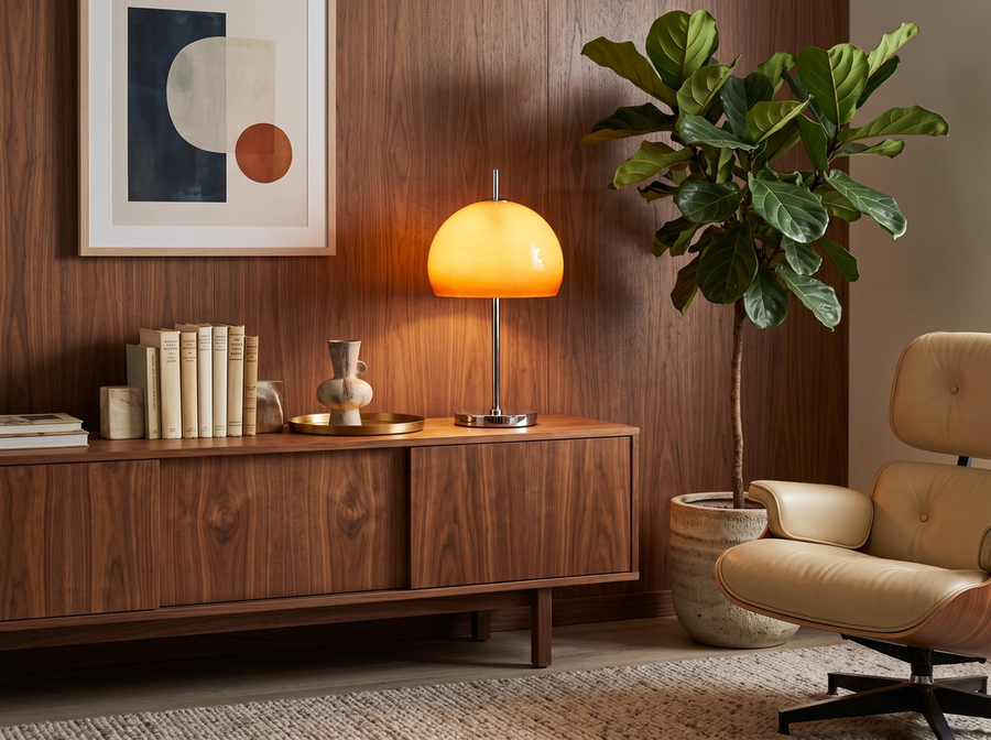 Aurelia Bauhaus Mushroom Retro Glass Table Lamp &mdash; Mid-Century Warmth