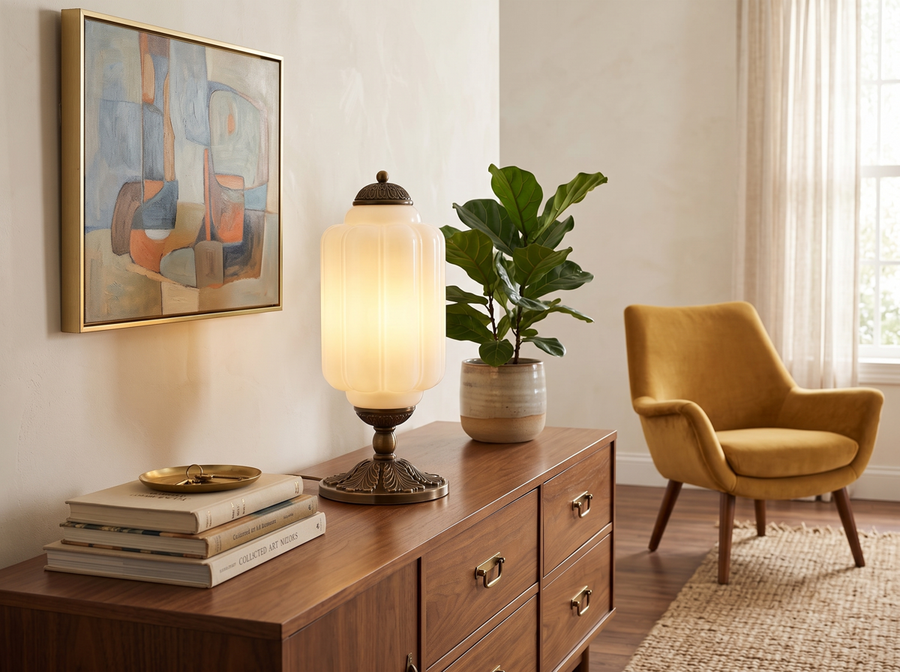 Eloise Vintage Glass Table Lamp &mdash; Mid-Century Warmth