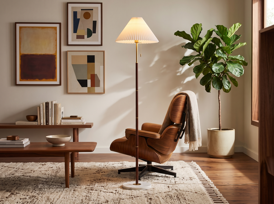 Maribel Vintage Pleated Floor Lamp &mdash; Mid-Century Warmth