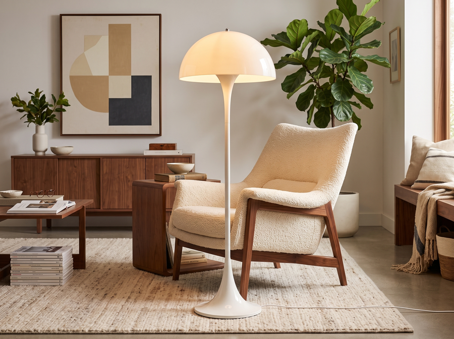 Orla Mushroom Floor Lamp Modern Dome Lamp &mdash; Mid-Century Warmth