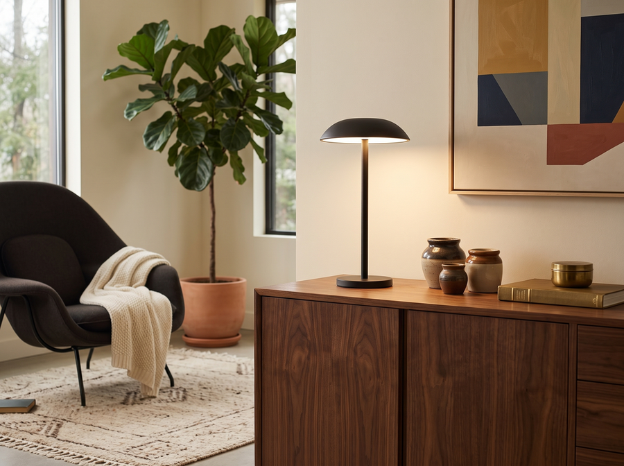 Sable Contemporary Minimal Rechargeable LED Table Lamp &mdash; Mid-Century Warmth