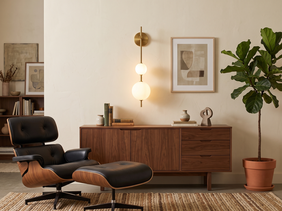 Solenne Vertical Globe Wall Light &mdash; Mid-Century Warmth