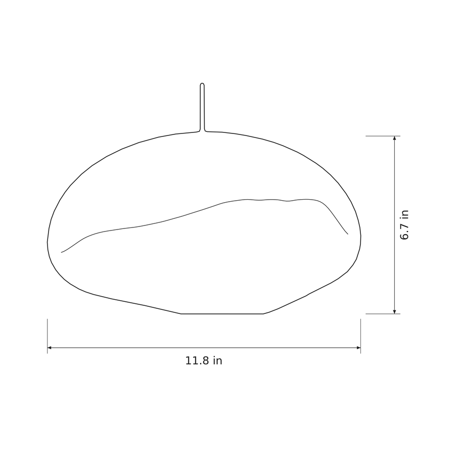 Dimension sketch of the Nuvola cloud pendant shade, 11.8 in wide and 6.7 in high
