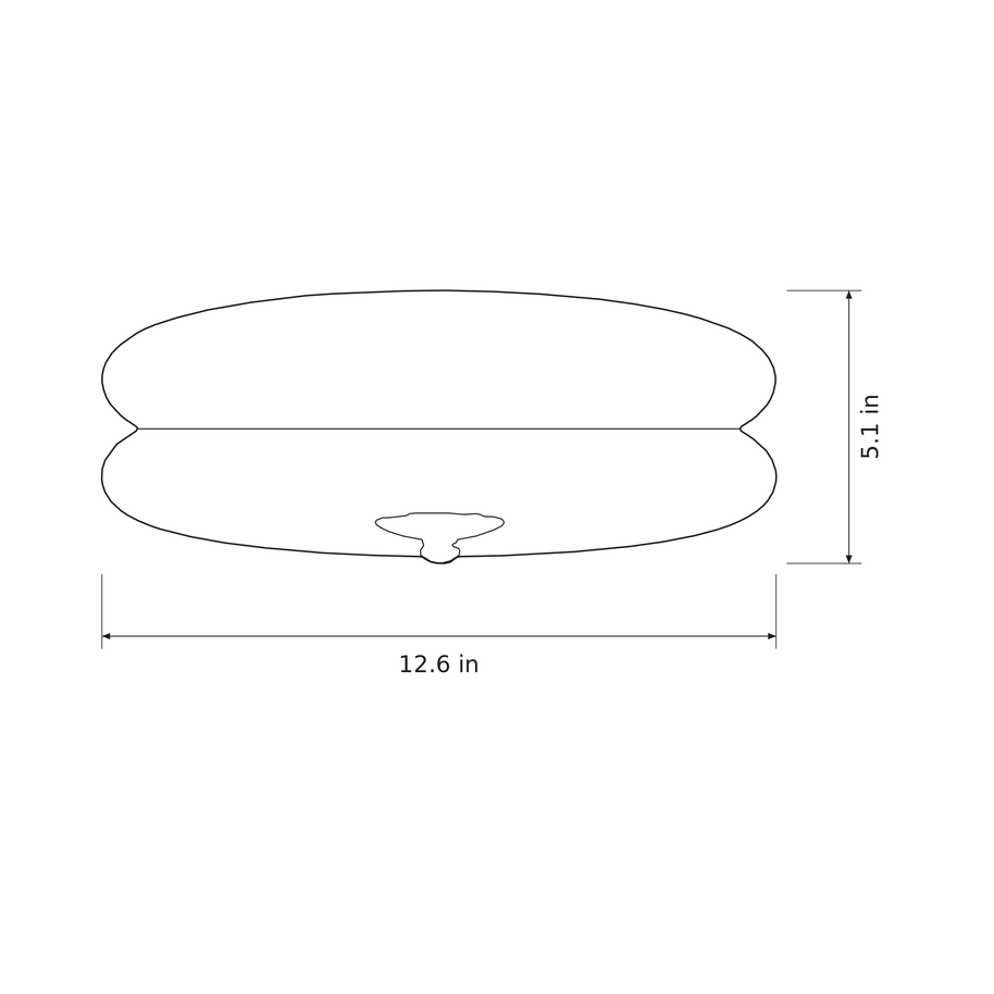 Dimension sketch of the Marais flush mount ceiling light, 12.6 in wide and 5.1 in high