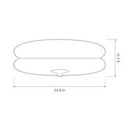 Dimension sketch of the Marais flush mount ceiling light, 12.6 in wide and 5.1 in high