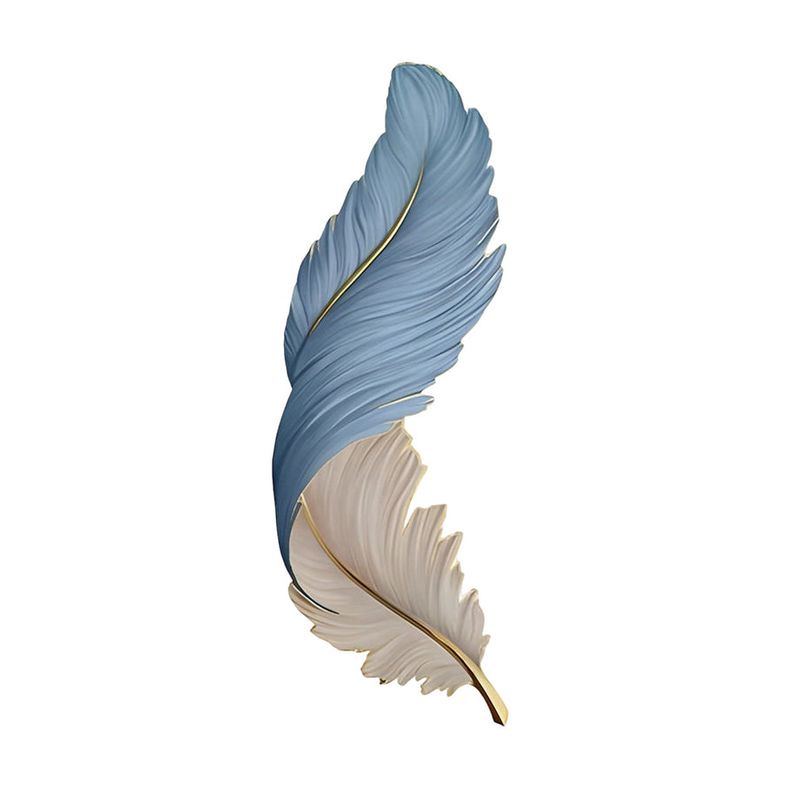 Comvilo Feather Wall Lamp in the blue and cream finish, vertical orientation, shown on a plain background