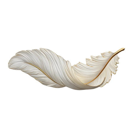 Comvilo Feather Wall Lamp in the white and gold finish, horizontal orientation, shown on a plain background