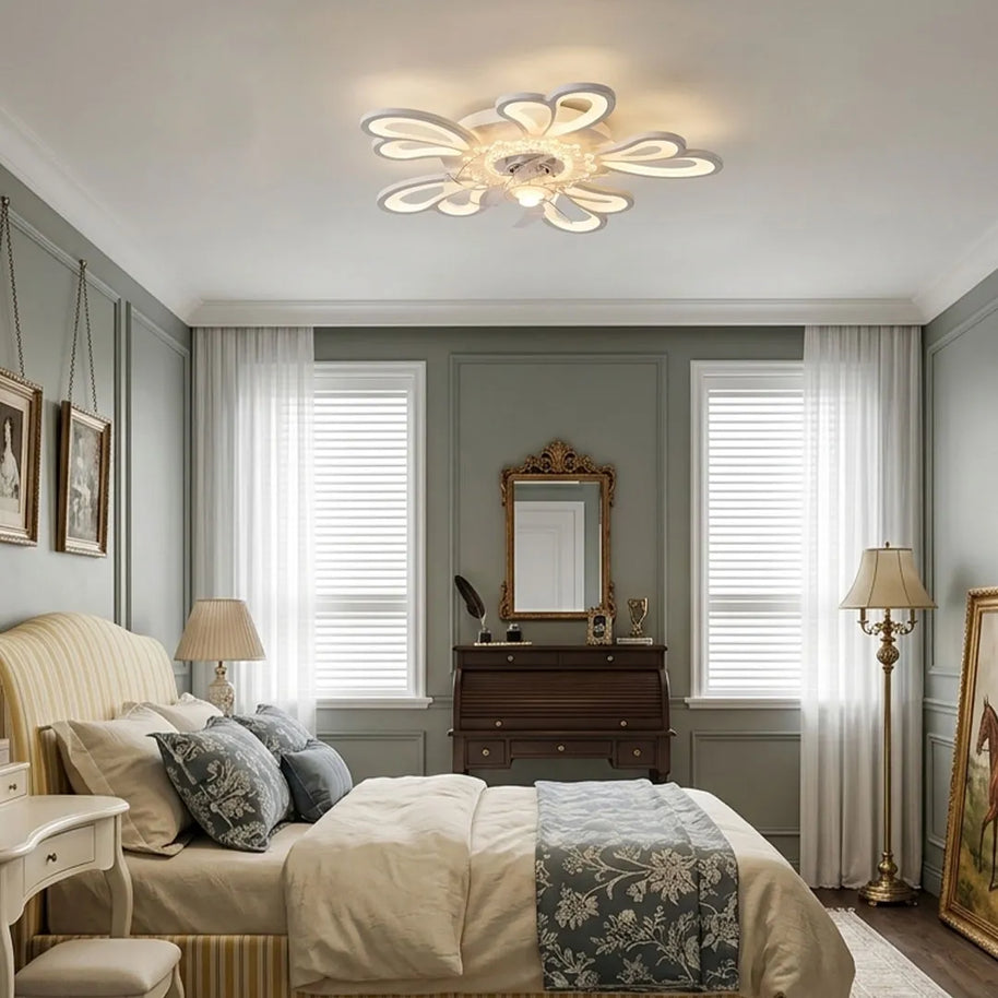 Flower-Shaped LED Ceiling Fan Light