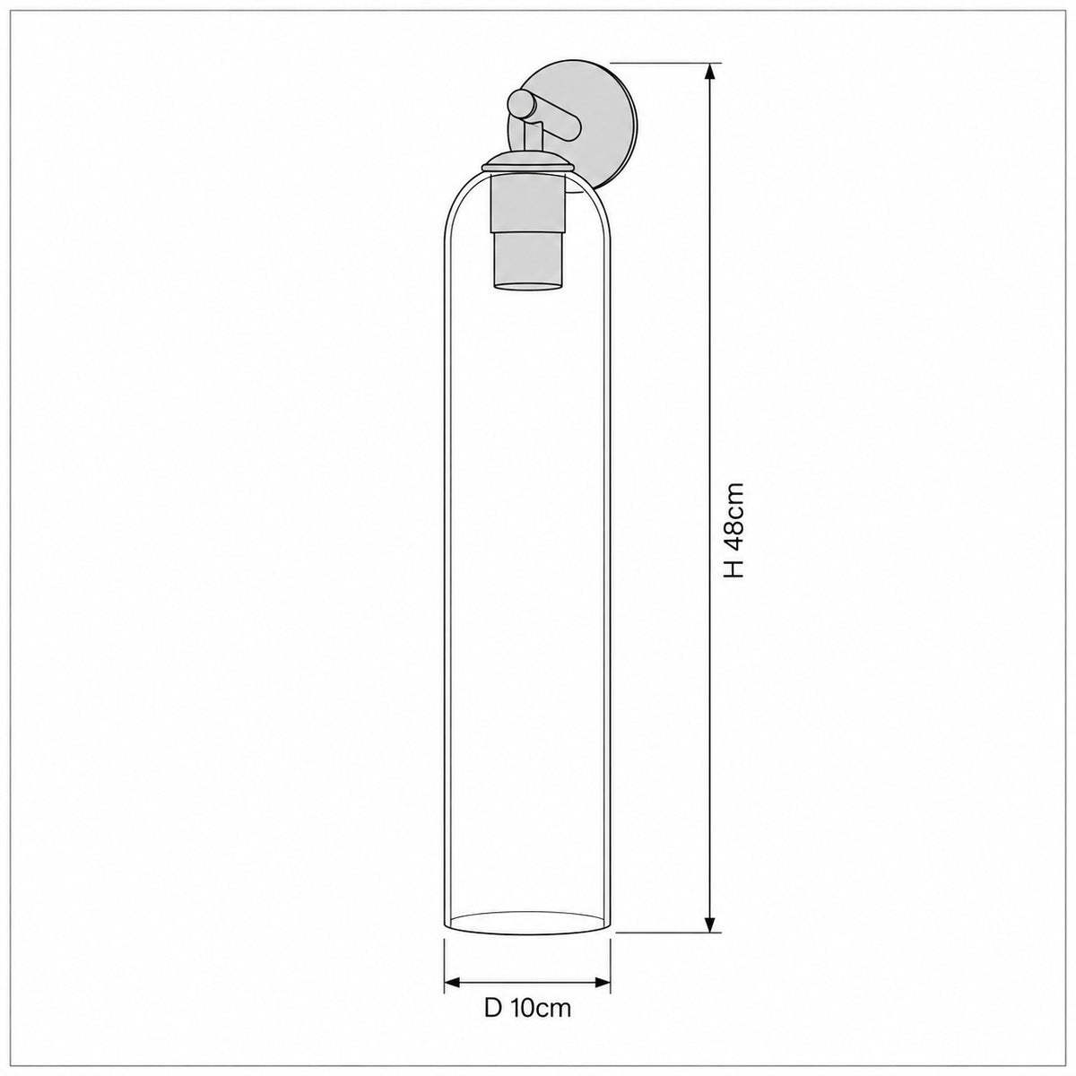 Dimension drawing of the Aveline Art Glass Wall Sconce with published measurements labelled.