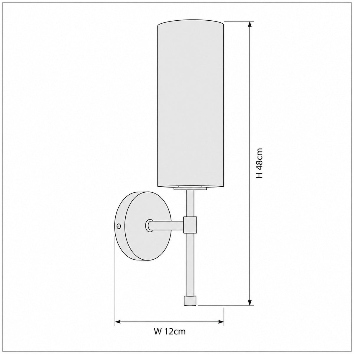 Dimension drawing of the Brindisi Wall Sconce with published measurements labelled.