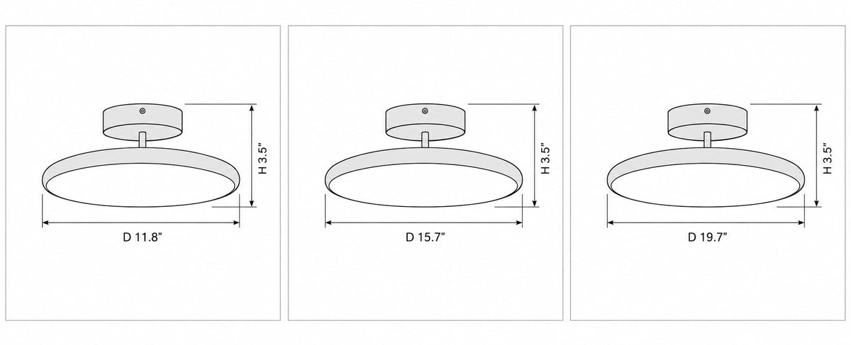 Dimension drawing of the Drift Adjustable Ceiling Lamp with published measurements labelled.