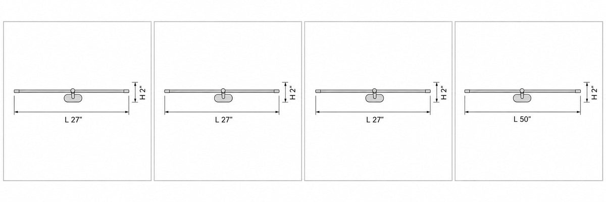 Dimension drawing of the Lumea Linear LED Wall Light with published measurements labelled.