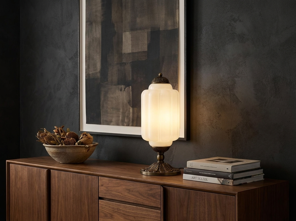 Eloise Vintage Glass Table Lamp in a styled room