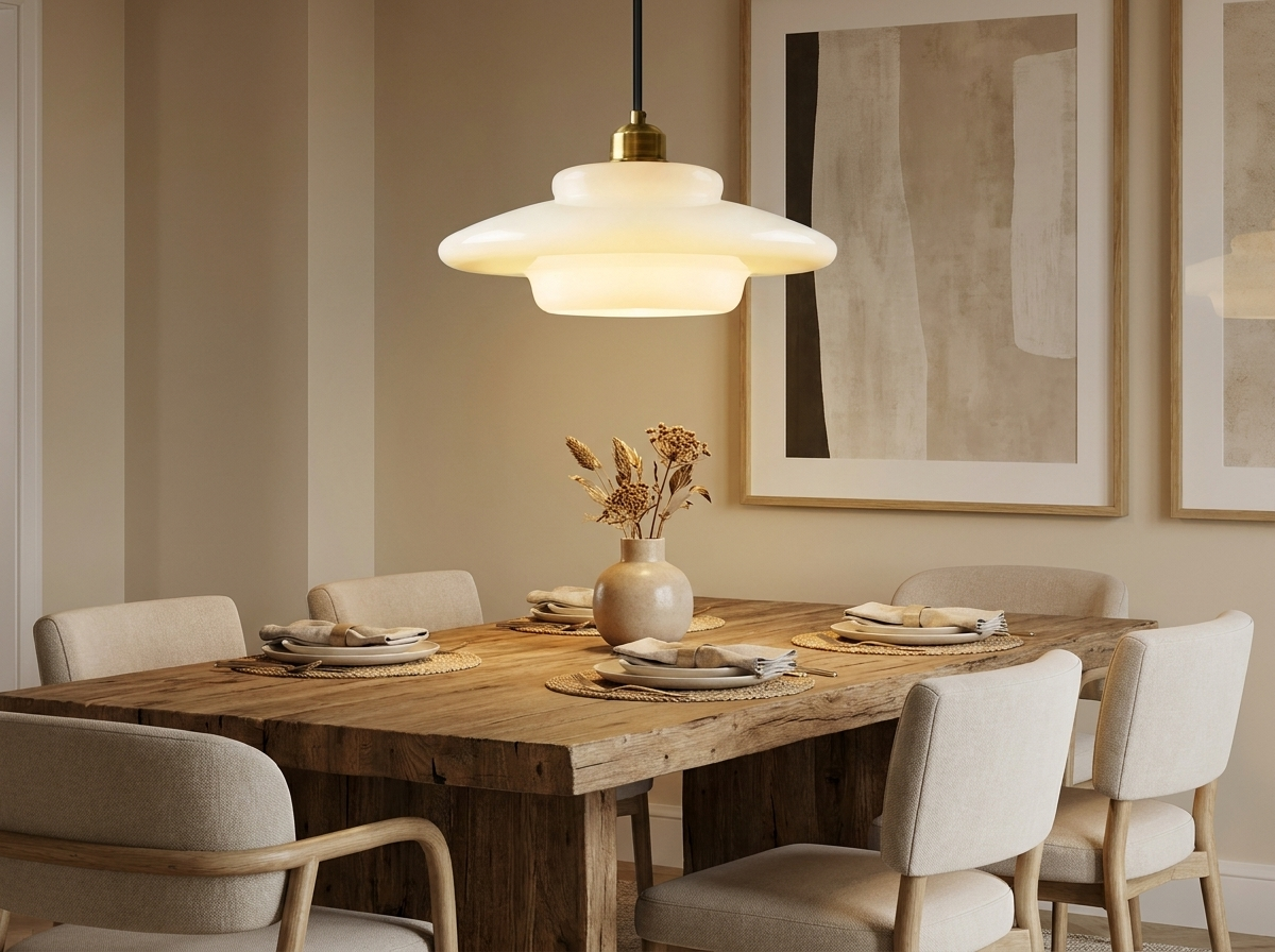 Elowen Mid Century Plug-in Milk White Glass Pendant Light