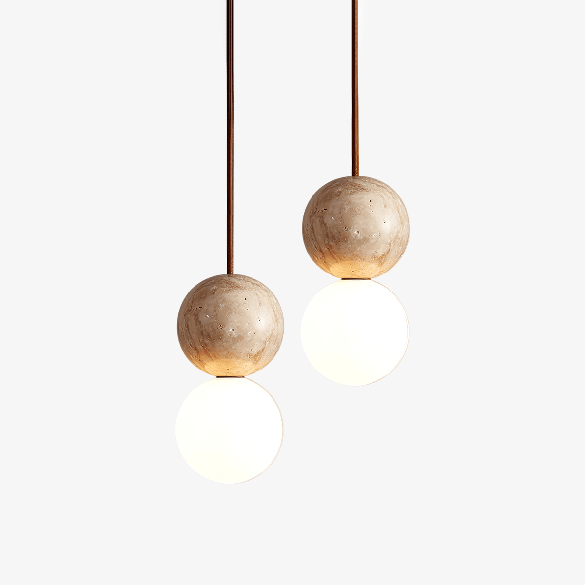 Spherelle Travertine and Glass Pendant Light