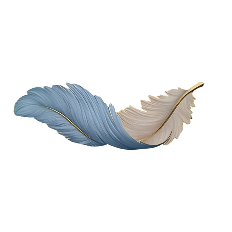 Feather Art Deco LED Wall Lamp in blue, horizontal, full front view