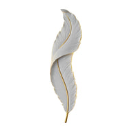 Feather White Resin LED Wall Light in white, full front view