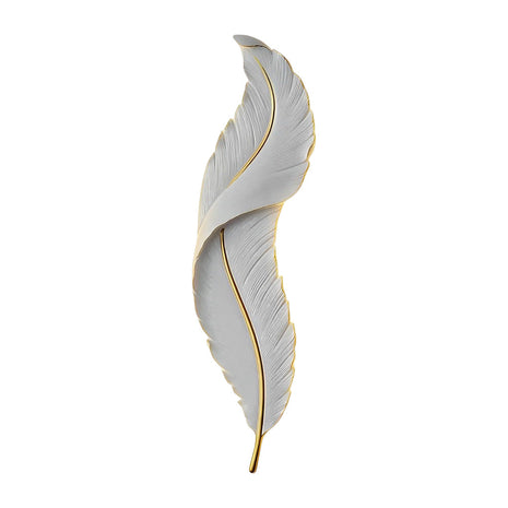 Feather White Resin LED Wall Light in white, full front view