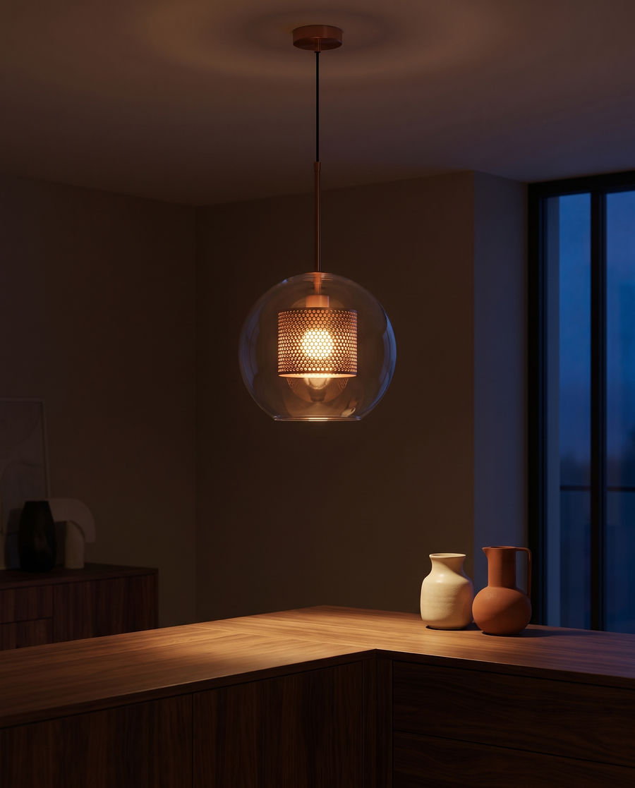 Chiswick Glass Pendant Light: Mid-Century Warmth