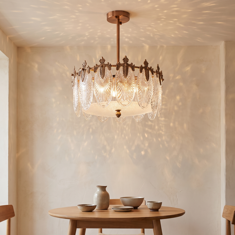 Rosette Five Light Textured Glass Chandelier