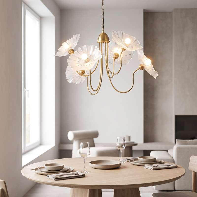 Fiorenza Three-Light Lotus Glass Chandelier