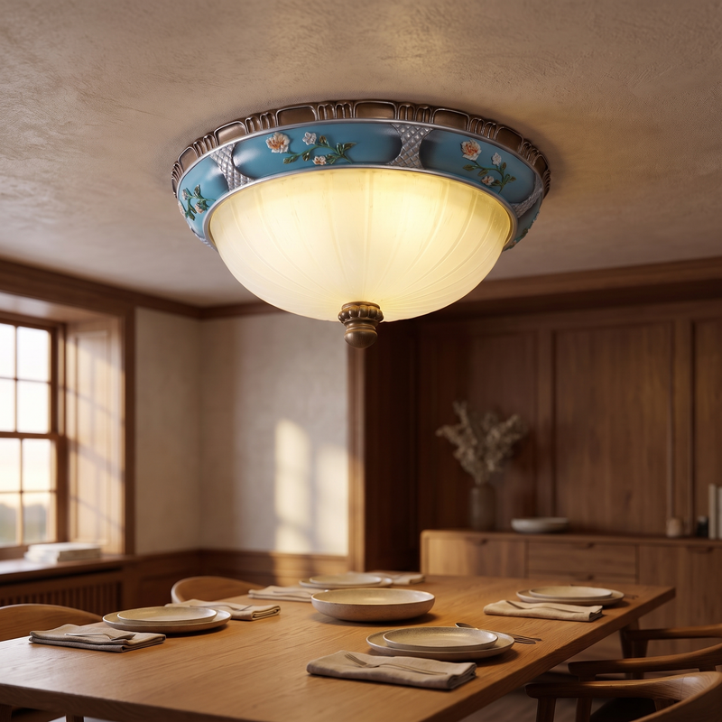 Verane Floral Resin and Glass Ceiling Light