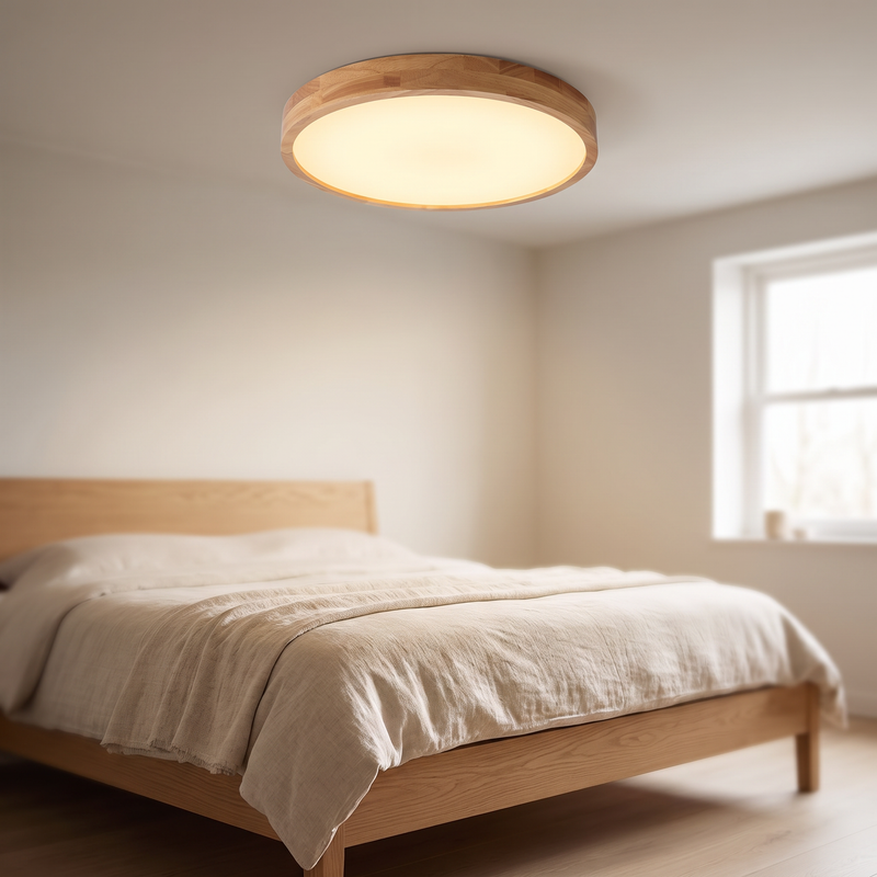 Linnea Rubberwood Flush Mount Ceiling Light