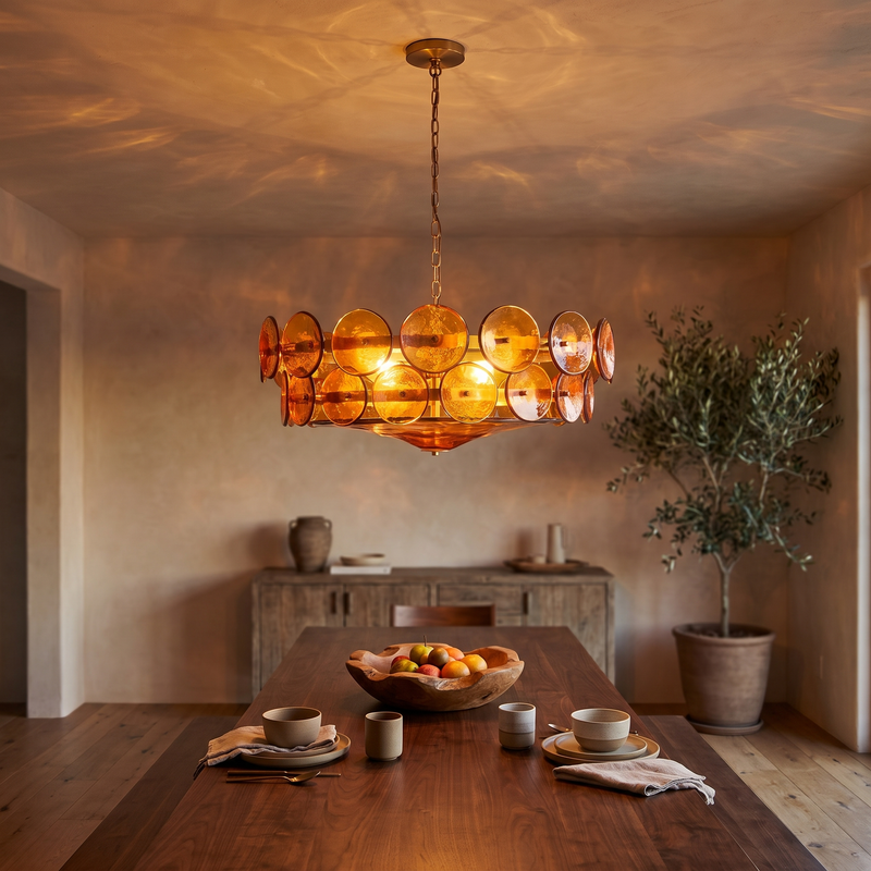 Sorrenza Hand-Cast Glass Disc Chandelier