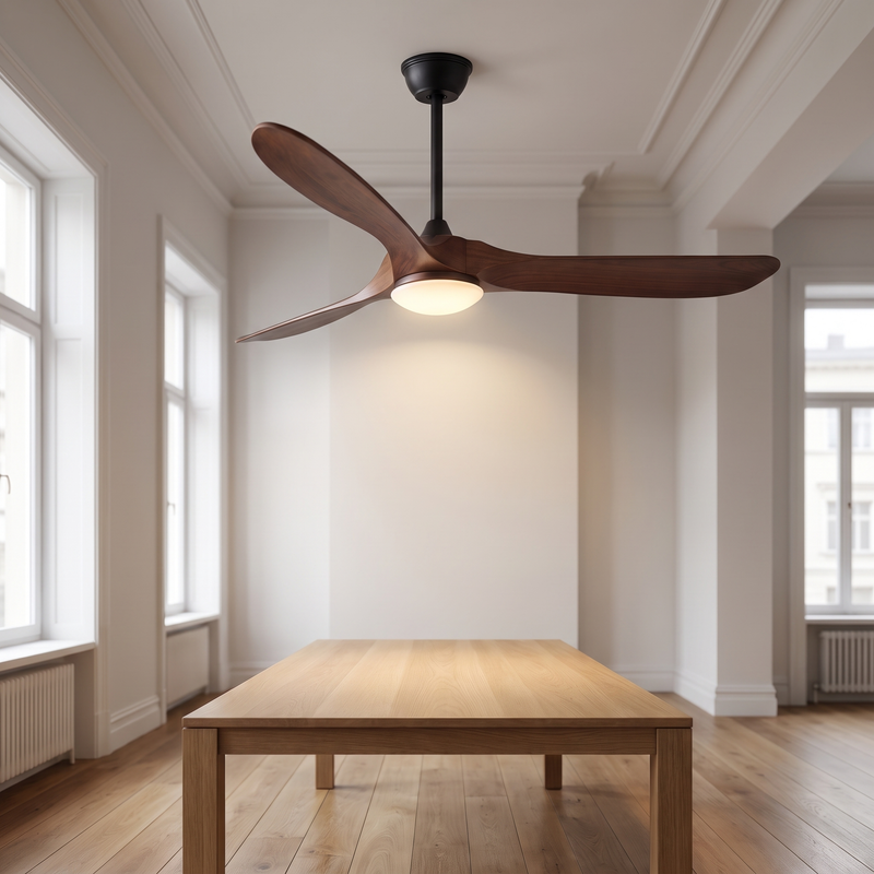 Fauvelle Solid Wood Ceiling Fan with Light