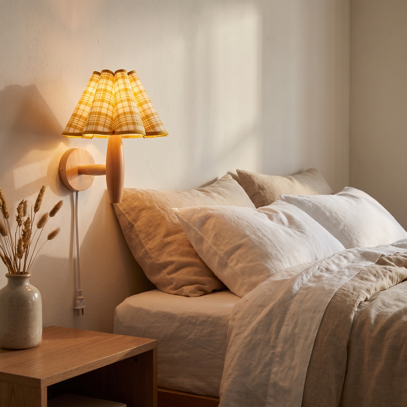 Ombrine Fluted Fabric Plug-In Wall Lamp