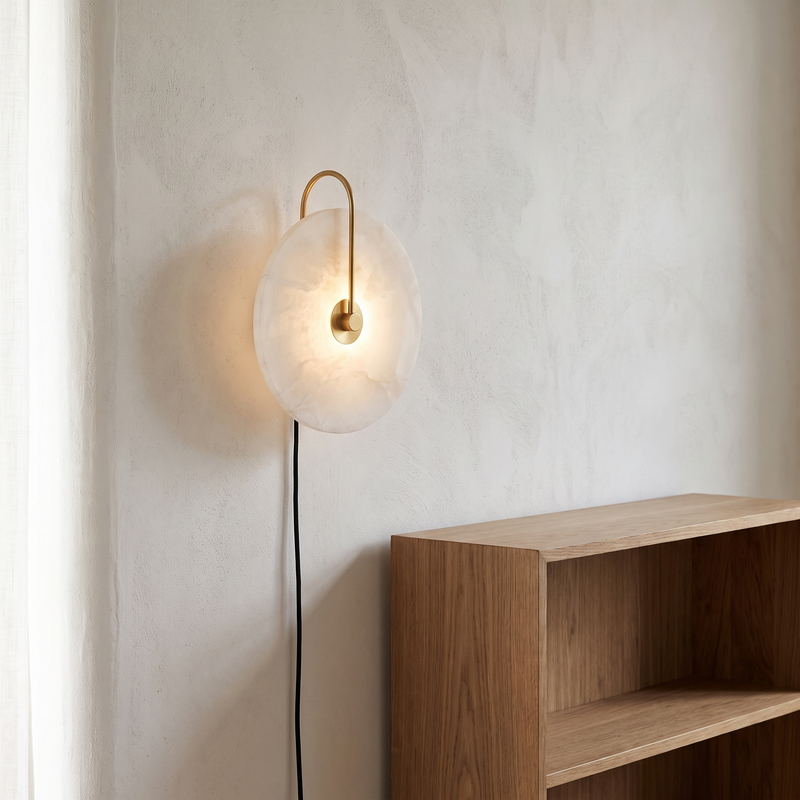 Yvelle Alabaster Plug-In Wall Lamp