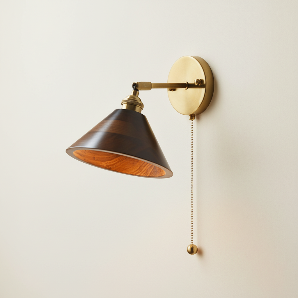Kellane Walnut & Brass Wall Sconce