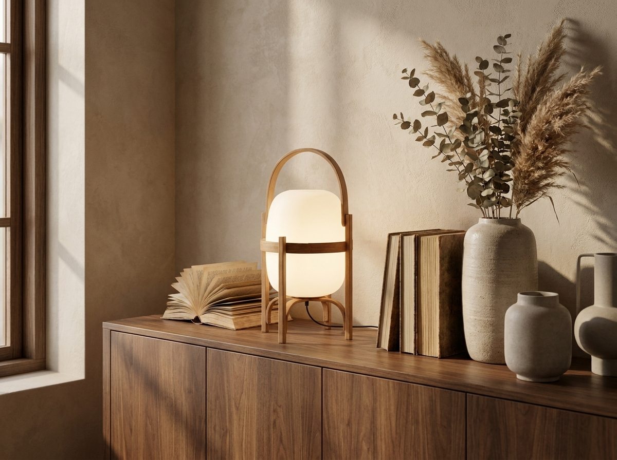 Linden Portable Lantern Glass Table Lamp