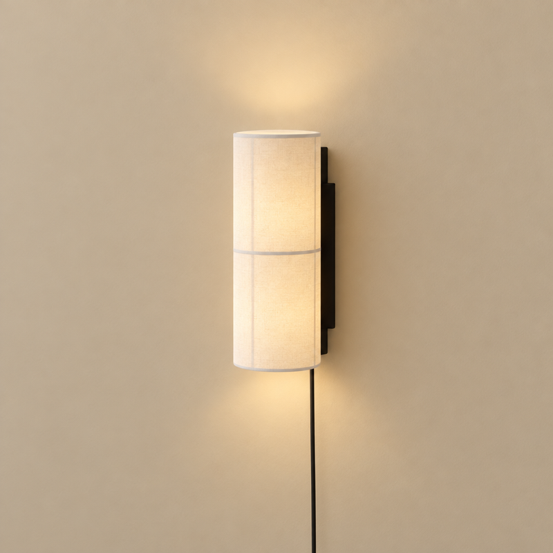Linocanne Fabric Cylinder Plug-In Wall Lamp