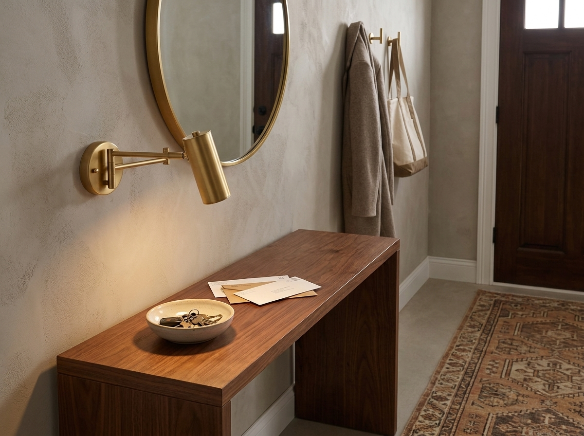 Marlow Arc Swing Wall Sconce in a styled room