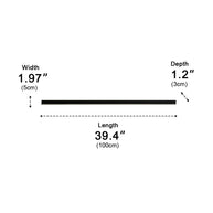 Sizing diagram of the linear ceiling light, printed measurements reading width 1.97 inches / 5cm, depth 1.2 inches / 3cm and length 39.4 inches / 100cm.