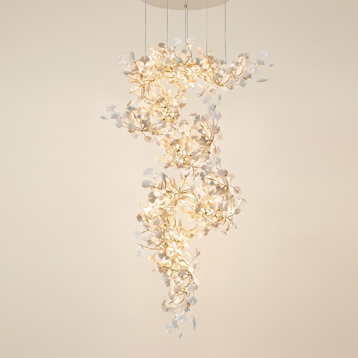 Ormelle Spiral Porcelain Leaf Chandelier