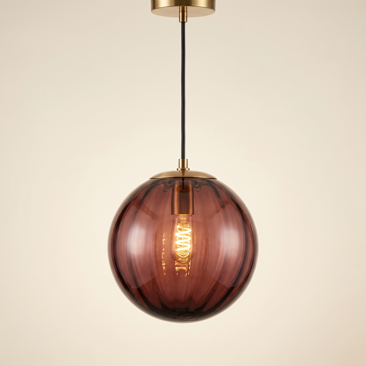 Quivane Ribbed Glass Globe Pendant Light