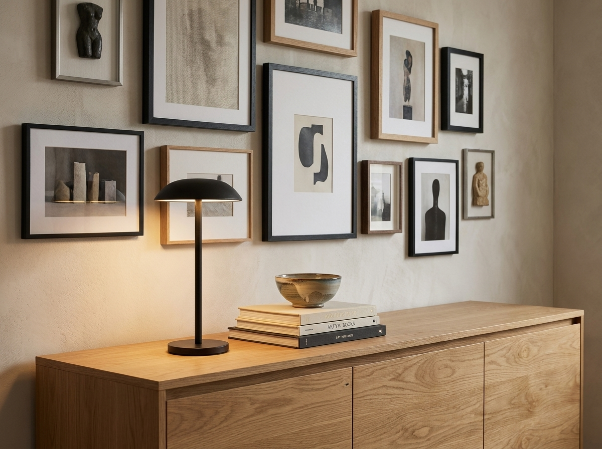 Sable Contemporary Minimal Rechargeable LED Table Lamp in a styled room