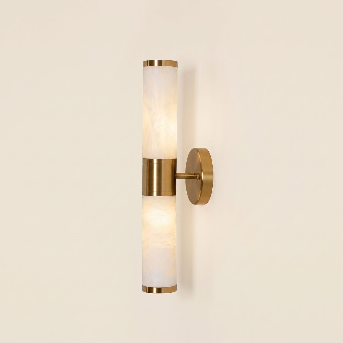 Sauvelle Twin Alabaster Shade Wall Sconce