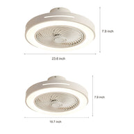 Sizing diagram comparing the two fan diameters, 23.6 inches and 19.7 inches.