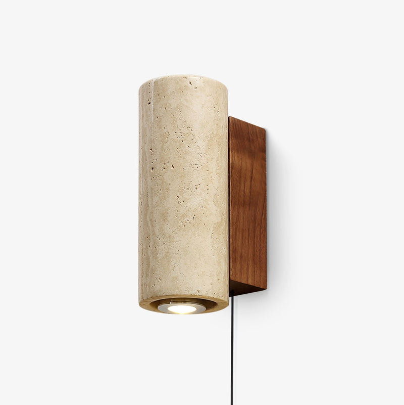 Travenne Plug-In Travertine Wall Sconce