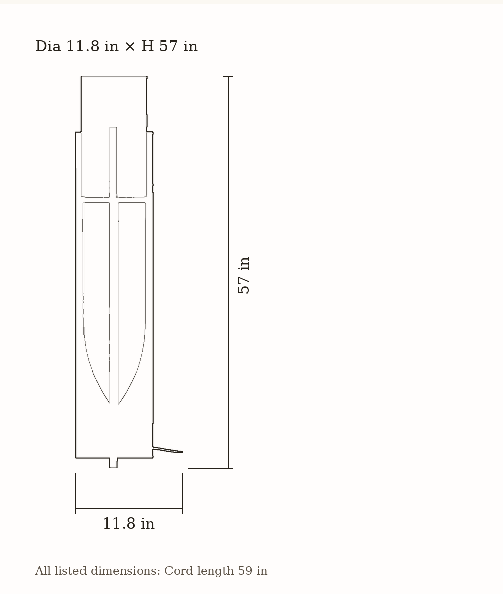 Scale drawing of Cedarline Fairbanks Floor Lamp with its listed dimensions.