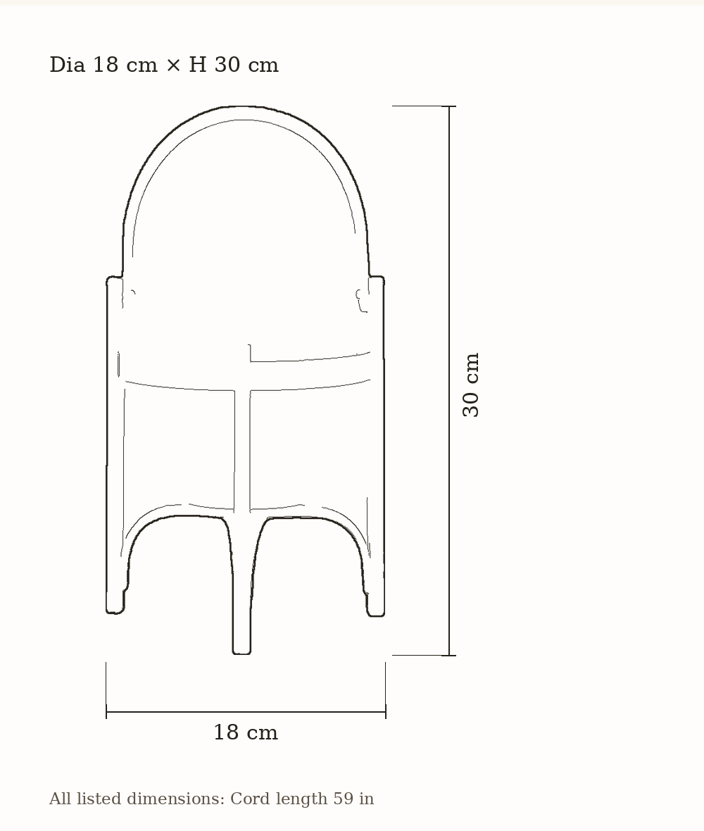 Scale drawing of Linden Portable Lantern Glass Table Lamp with its listed dimensions.