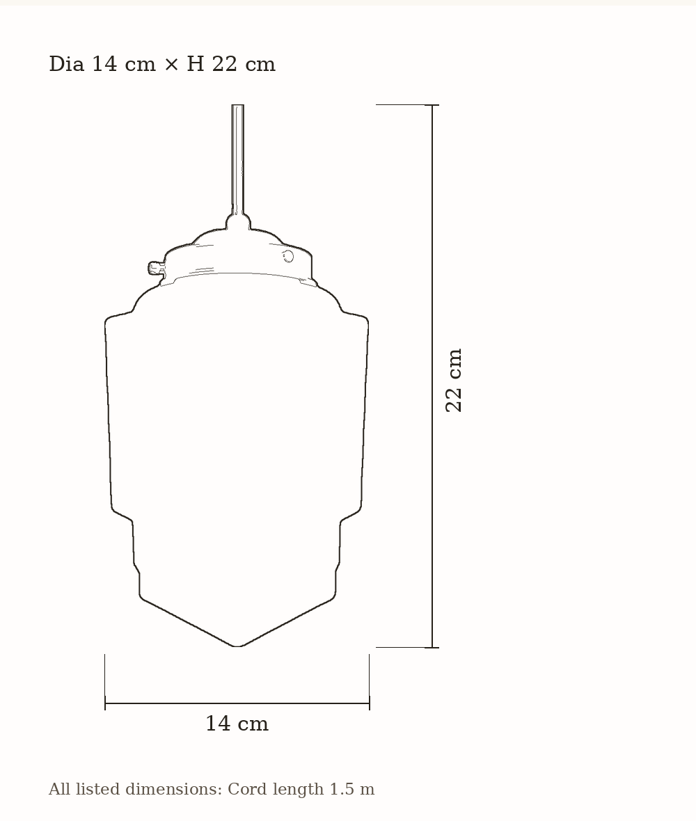 Scale drawing of Bellamy Vintage White Milk Glass Geometric Jar Pendant Light with its listed dimensions.